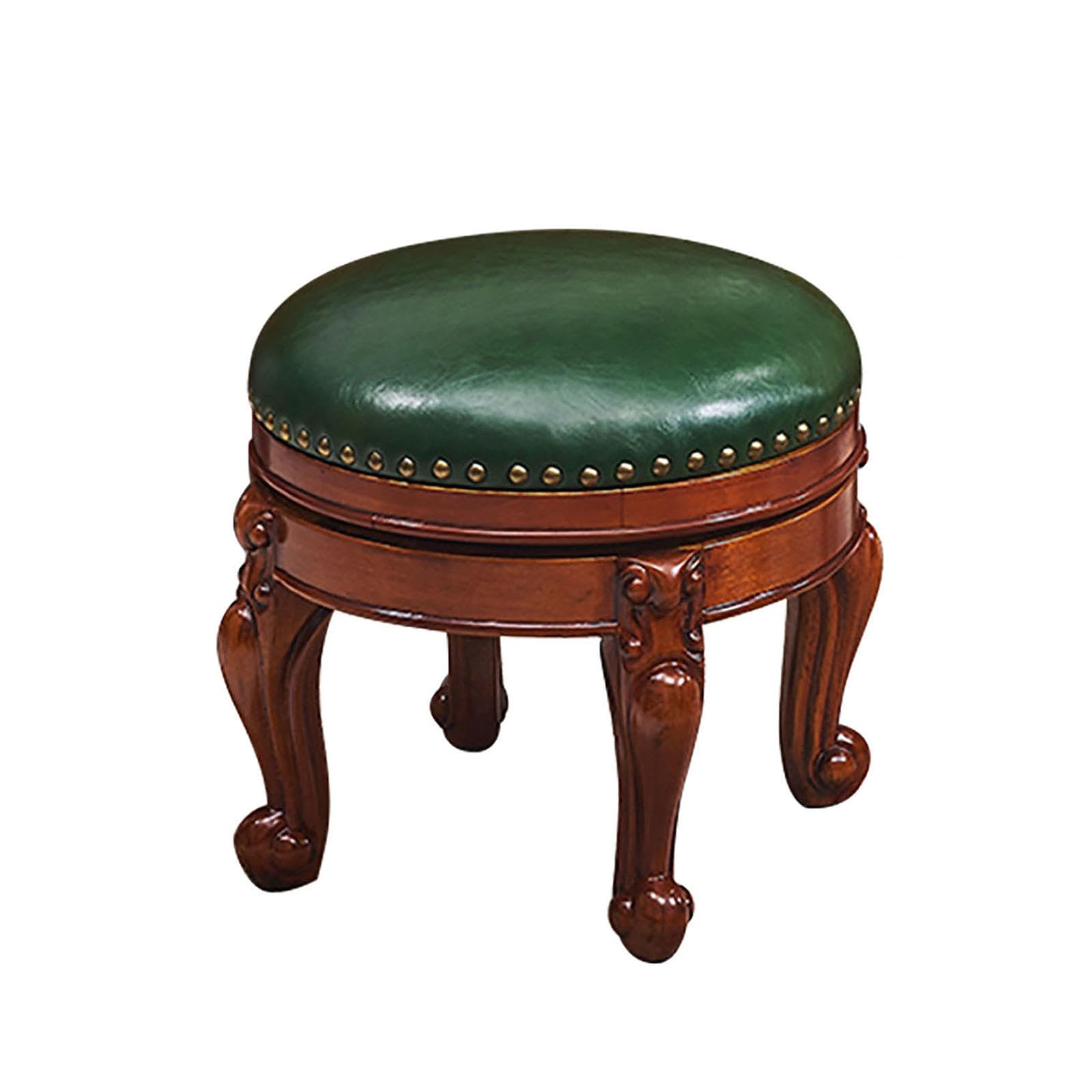 Amazon｜レザー製回転式小型フットスツール、ヴィンテージ無垢材