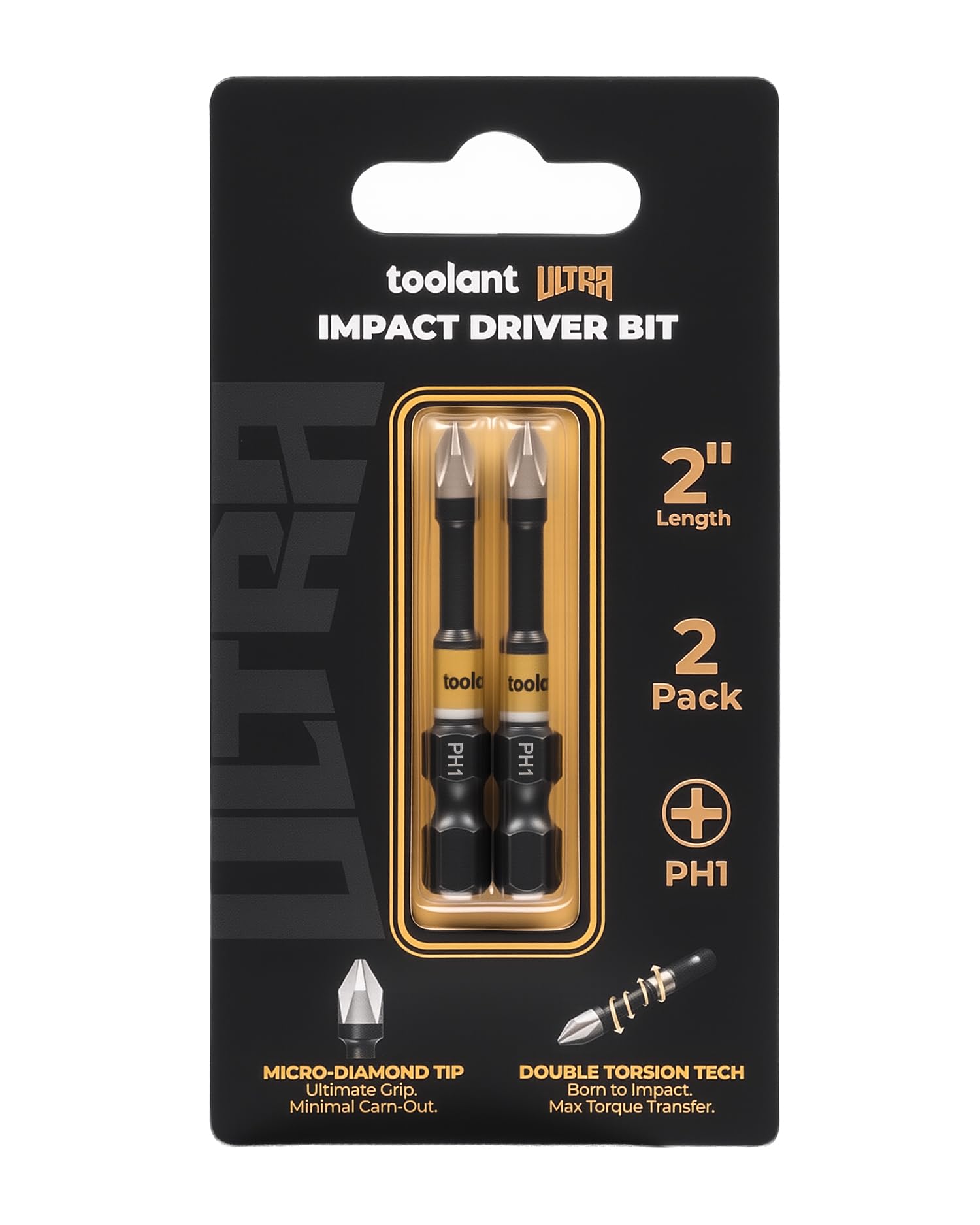 toolant PH1 Phillips Impact Bit Set, 2 Inch, 2-Piece, Magnetic
