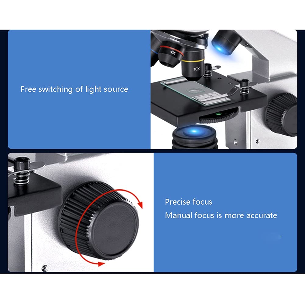 Lente d'Ingrandimento con Illuminazione a LED per microscopio Composto monoculare per Laboratorio per Adulti, Studenti e Bambini