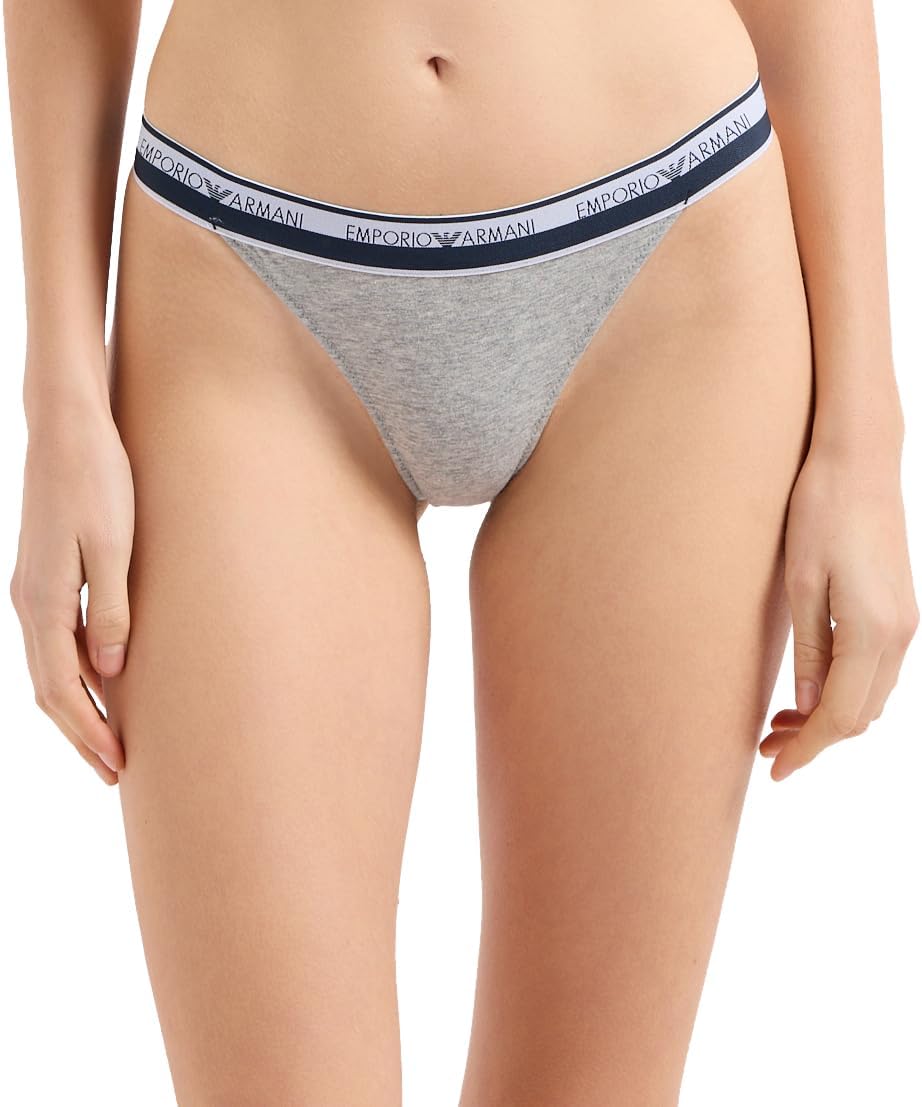 Emporio Armani womens Stretch Cotton Logo Band 2 Pack Thong