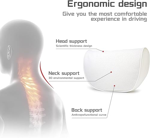 Miniatura 5 de Almohada para reposacabezas para Tesla Model 3 Model Y, almohada cervical Tesla con piel de napa auténtica, almohada suave para aliviar la rigidez,
