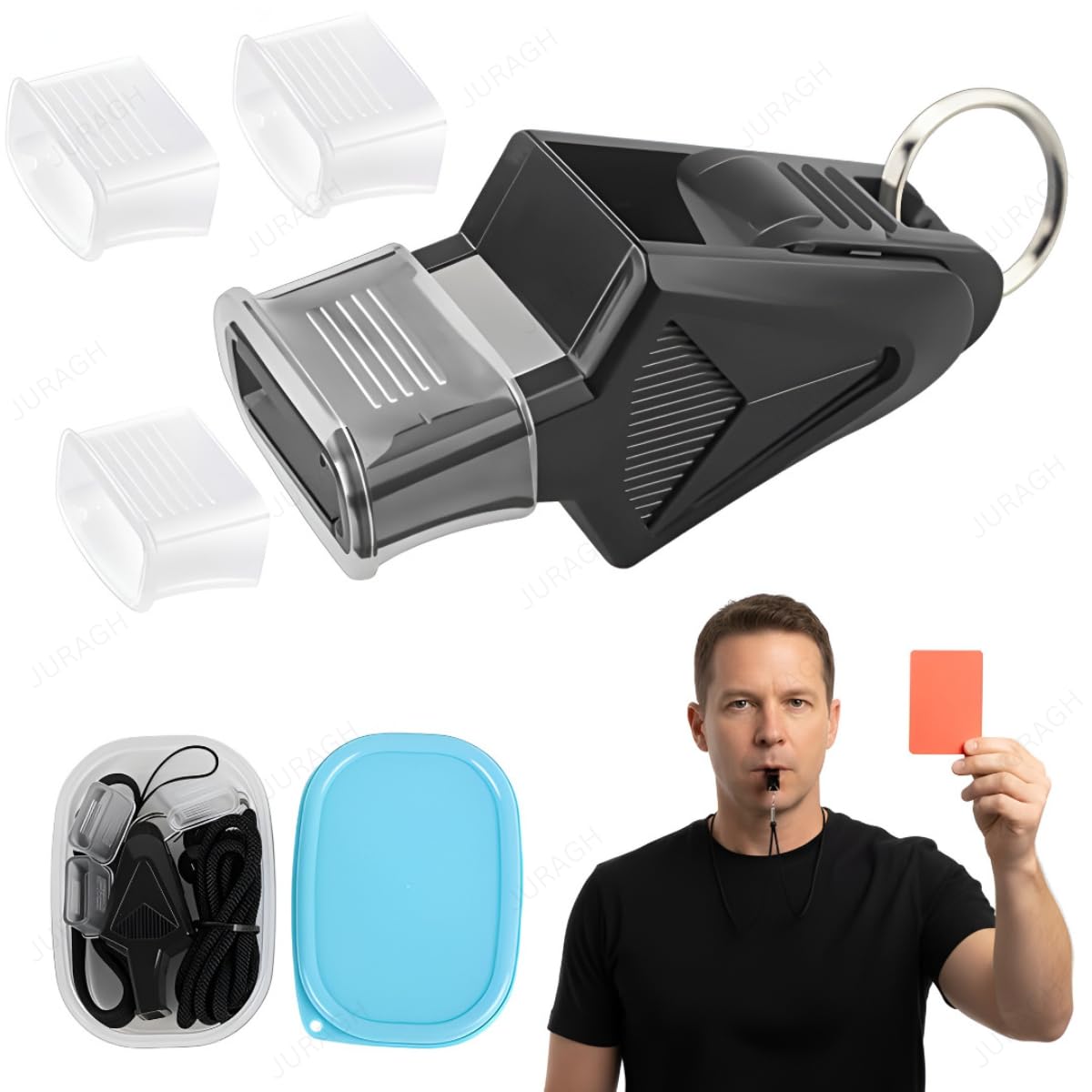 Whistle for Sports Coachs Set High Pitch Sound Whistle 130db Professional Whistle with Lanyard & Storage Case for Football Basketball Training Sports Outdoor-image-22