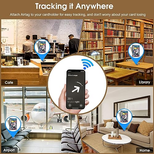 Fintie Slim Minimalist Front Pocket Wallet with Built-in Case Holder for AirTag, 7 Slots Leather Wallet with AirTag Holder, RFID Blocking Cash Credit Card2