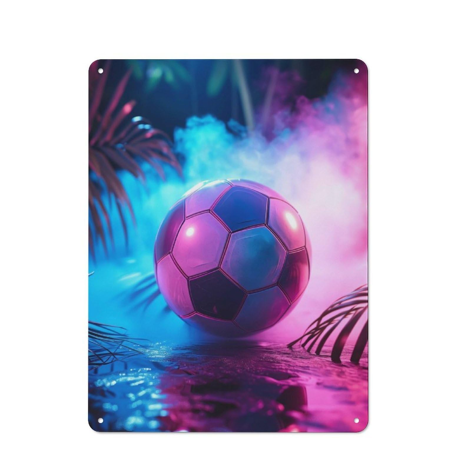 Junmoney Sport Neon Football 40X30cm Retro Metal Plaque With For Kitchen Or Home Bar, For Garage, Workshop And Man Cave Decoration