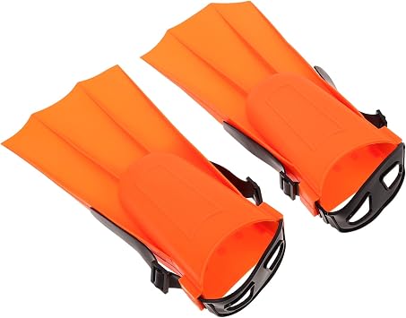 KALLORY Snorkeling Flippers and Swimming Fins for Youth, Size 30-36, Orange Lightweight Snorkeling Shoes with Short Blade for Swimming and Scuba Diving Training