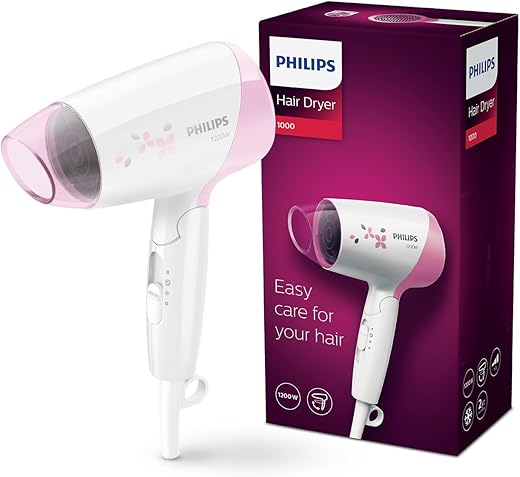 Philips Essential Care Hair Dryer (HP8120/00) | 1200Watts| On-The-Go Dryer| Thermoprotect| 3 Heat & Speed Settings-Black| Quick, Gentle Drying for…