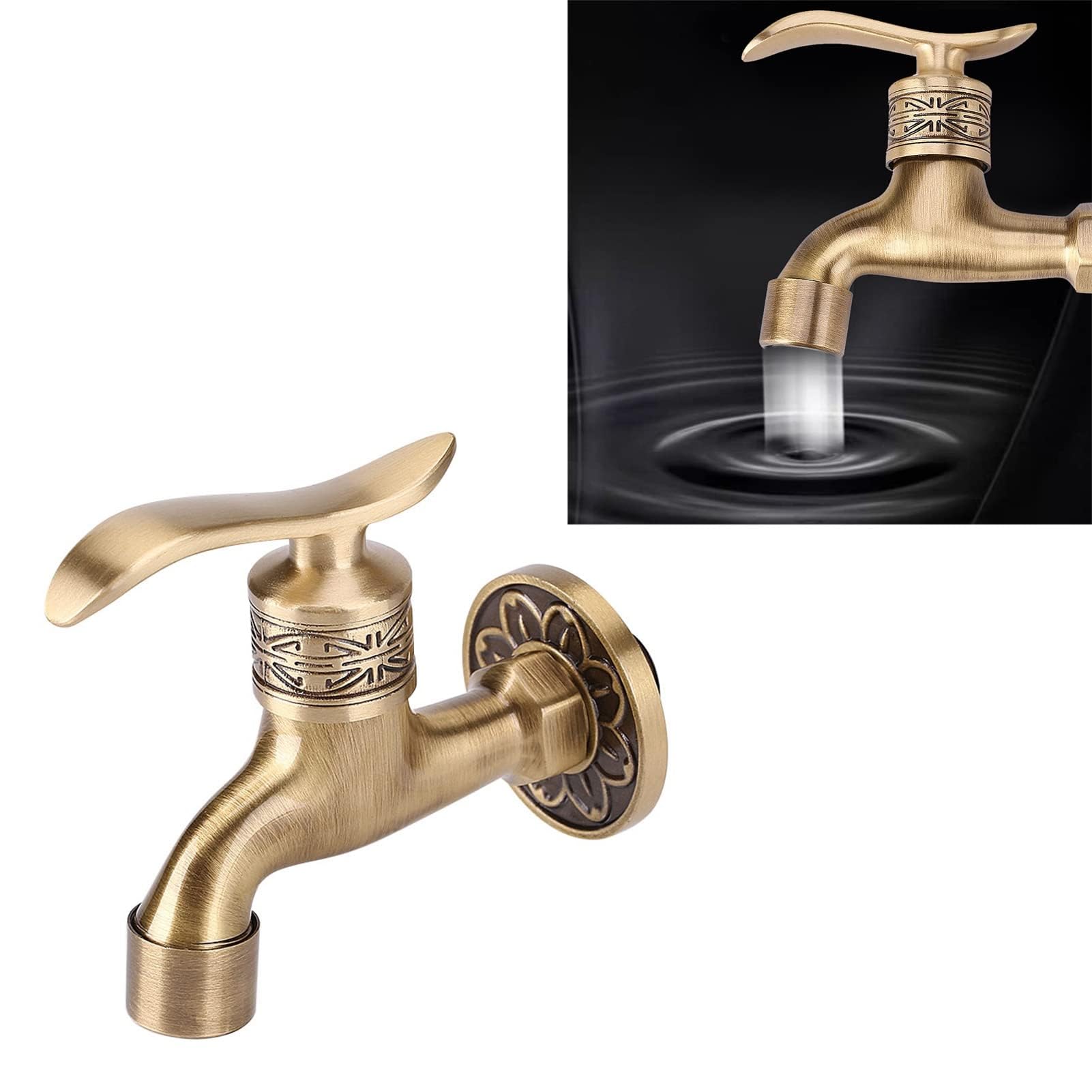 Rubinetto Da Giardino 1/2 Pollice, Rubinetto Antico Lavatrice Rubinetto A Parete Rubinetto Uscita Esterna Barilotto Pioggia Lavanderia Rubinetto Acqua Fredda Uso Bagno