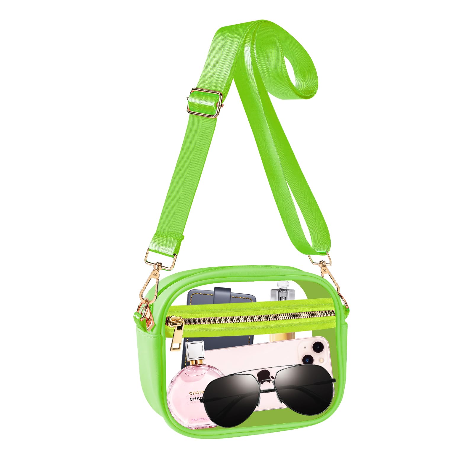 Fibrdoo Clear Bag Stadium Approved, Leather Clear Crossbody Purse Bag for Concerts Sports Events Festivals