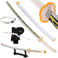 Vista 7 de Espada Demon Slayer para cosplay con soporte para cinturón, 41 pulgadas Kamado Tanjirou Fuego