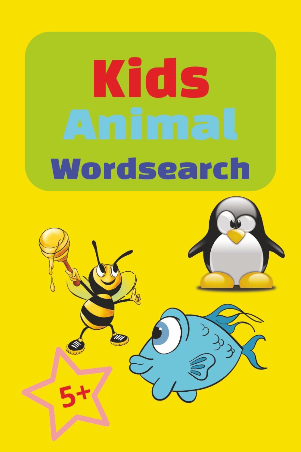 Kids Animal Wordsearch: Easy wordsearch for kids age 5+, 6x9 inch, 55+ puzzles, solutions added. Great for gifts, learning about animals.