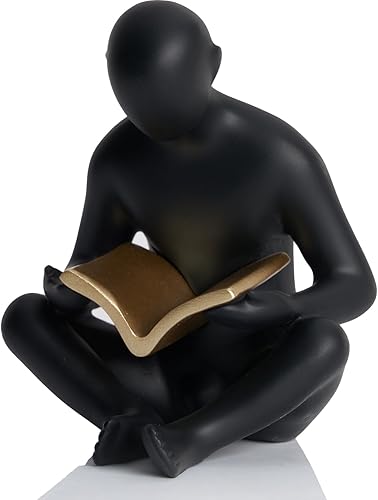 Artconal Estatua de Pensador Leyendo un Libro para Biblioteca de Estudio, Estantería, Decoración de Rincón de Lectura, Regalos para Club de