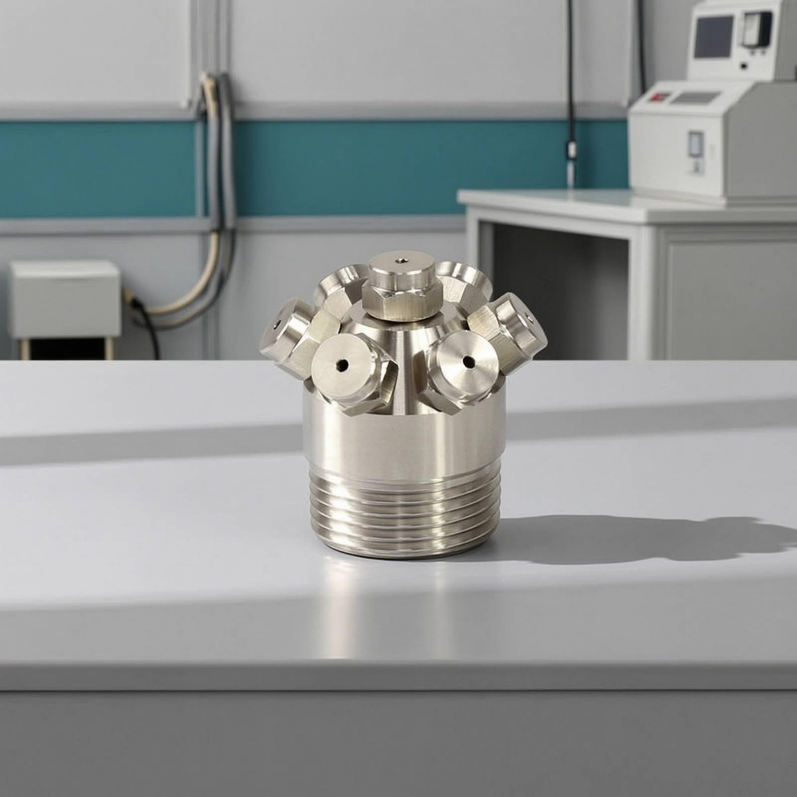 Multi Düse Sprühkopf Edelstahl Zerstäuber Mehrloch Sprinkler Aufsatz Sprühdüse mit 7 Öffnungen aus 304 Edelstahl Feiner Nebel für Kühlung, size to 8