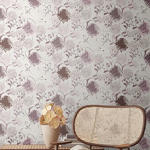 Livingwalls House of Turnowsky 389001 Wallpaper Floral White Purple Non-Woven Wallpaper 10.05 m x 0.53 m Made in Germany