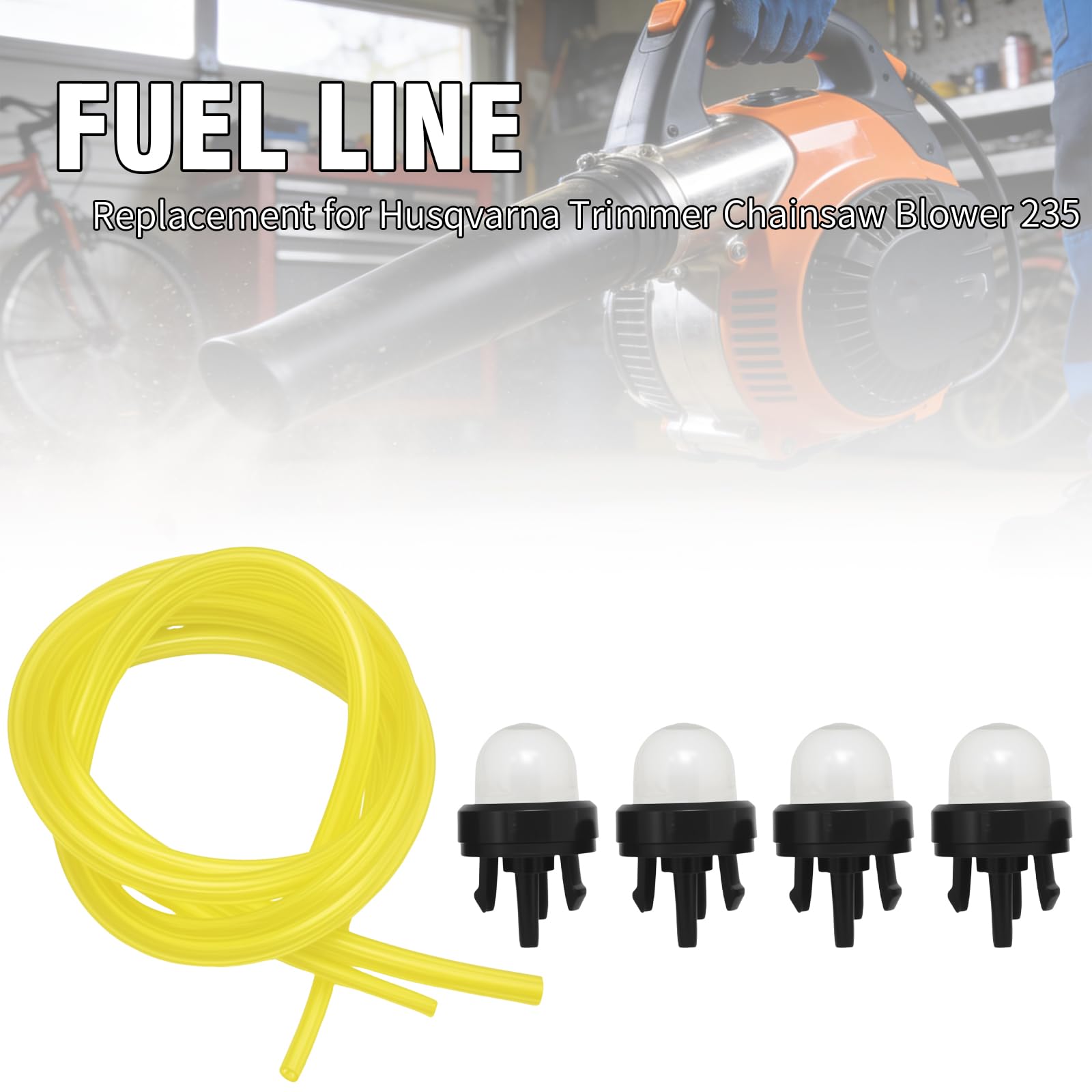 Fuel Line with Primer Bulb for Husqvarna Chainsaw 235 236 240 340 345 350 353 440 445 450 460 Trimmer Weedeater 123L 225 232L 227L 240L 322L 323 325 326 blower 125B 125BX 125BVX 225BX 225HBV 356BF 356