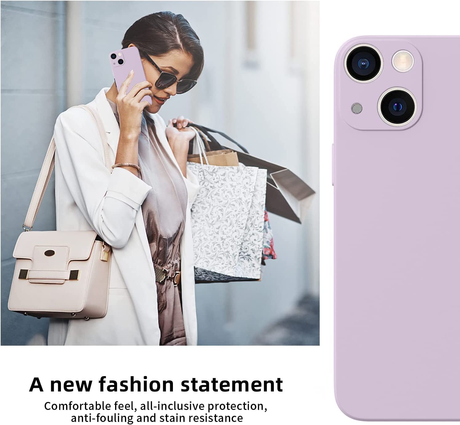WXX IPhone 13 Hülle Aus Silikon – Dünnes Case Mit Mikrofaser-Innenfutter, Lavendel Grau, Rundumschutz