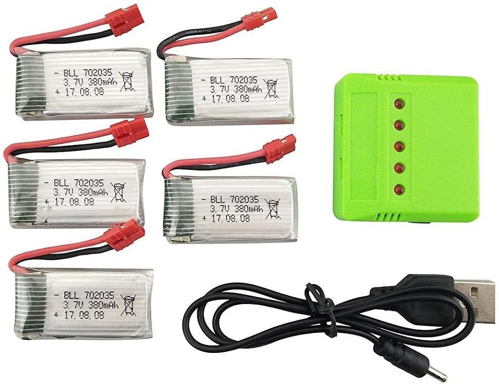 5PCS 3.7V 380mAh Li Battery with Charger for SYMA X5A-1 X15 X15C X15W Remote Control Drone