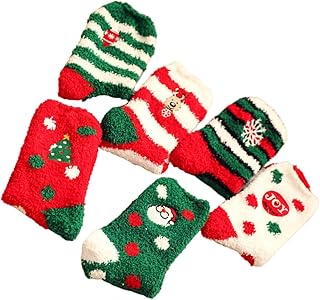 Adorainbow 6 Pares De Meias De Natal Meias De Tricô Meias Confortáveis Para Mulheres Bolsas De Presente Meias De Dormir De Natal Meias Quentes Femininas Meias De Dormir De Inverno Meias De