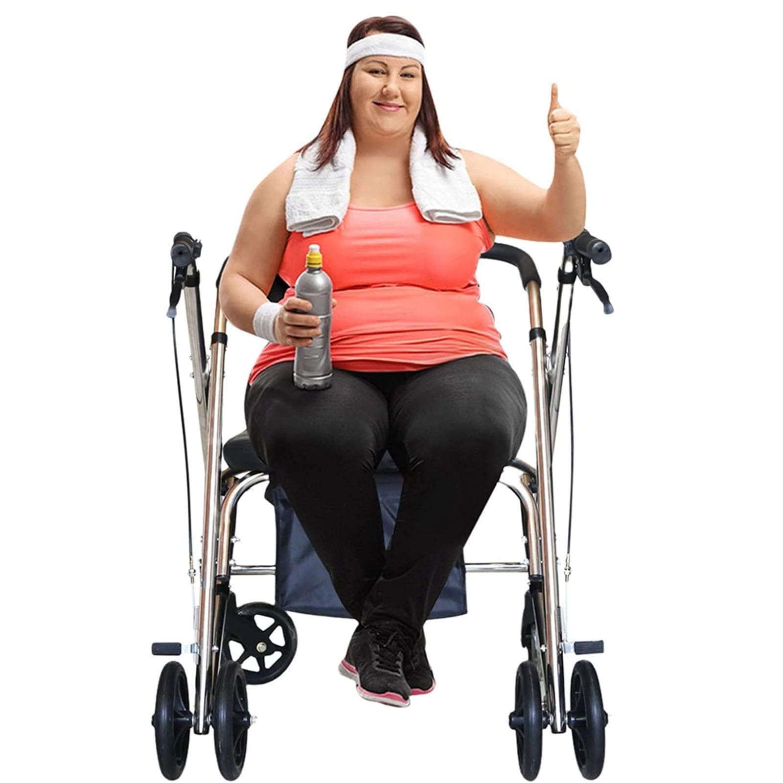 Rollator De 4 Ruedas, Andador para Ancianos con Asiento, Andador para Minusválidos, Andador con Frenos por Presión, Lige Altura Ajustable B