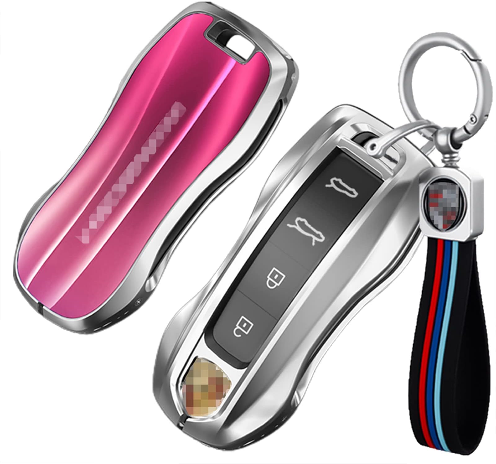 volvol ã€ TTQKã€‘ Key Case, Keychain, Metal Shell Cover+Gradient 3D glass upgrade Compatible with Panamera/Cayenne/Macan911/Taycan 918 Seriesã€ Honey redã€‘