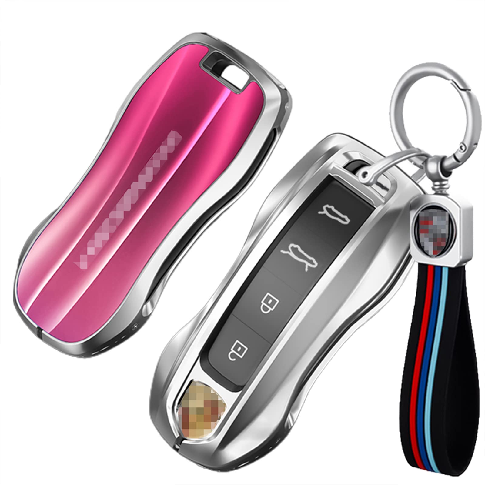 volvol ã€ TTQKã€‘ Key Case, Keychain, Metal Shell Cover+Gradient 3D glass upgrade Compatible with Panamera/Cayenne/Macan911/Taycan 918 Seriesã€ Honey redã€‘