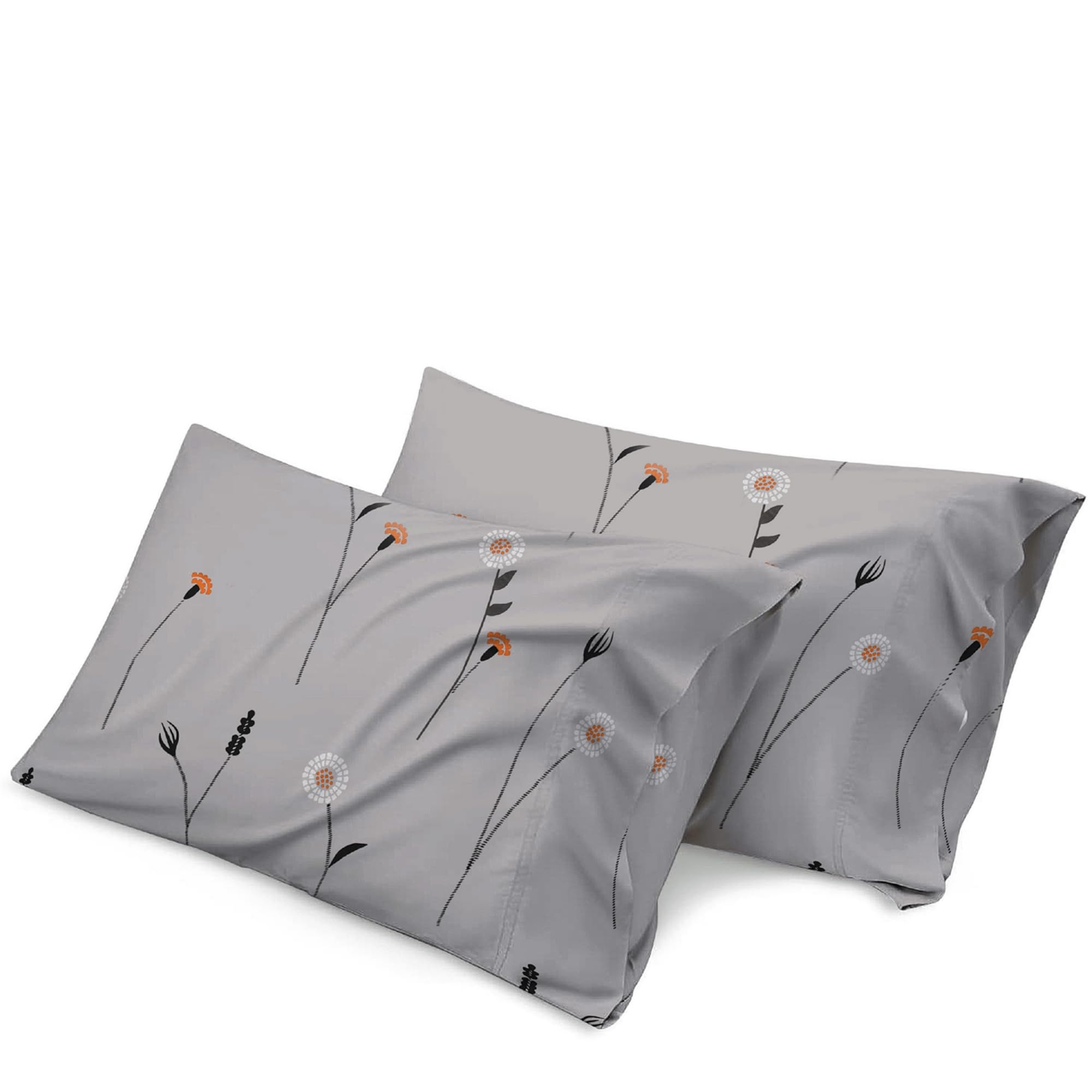 100% Egyptian Cotton Pillowcases Pack of 2 | 400 Thread Count Floral Pillow Covers | Cooling Breathable Soft Luxury Pillow Cases | Hotel Quality Bed Linen | Envelope Closure Machine Washable