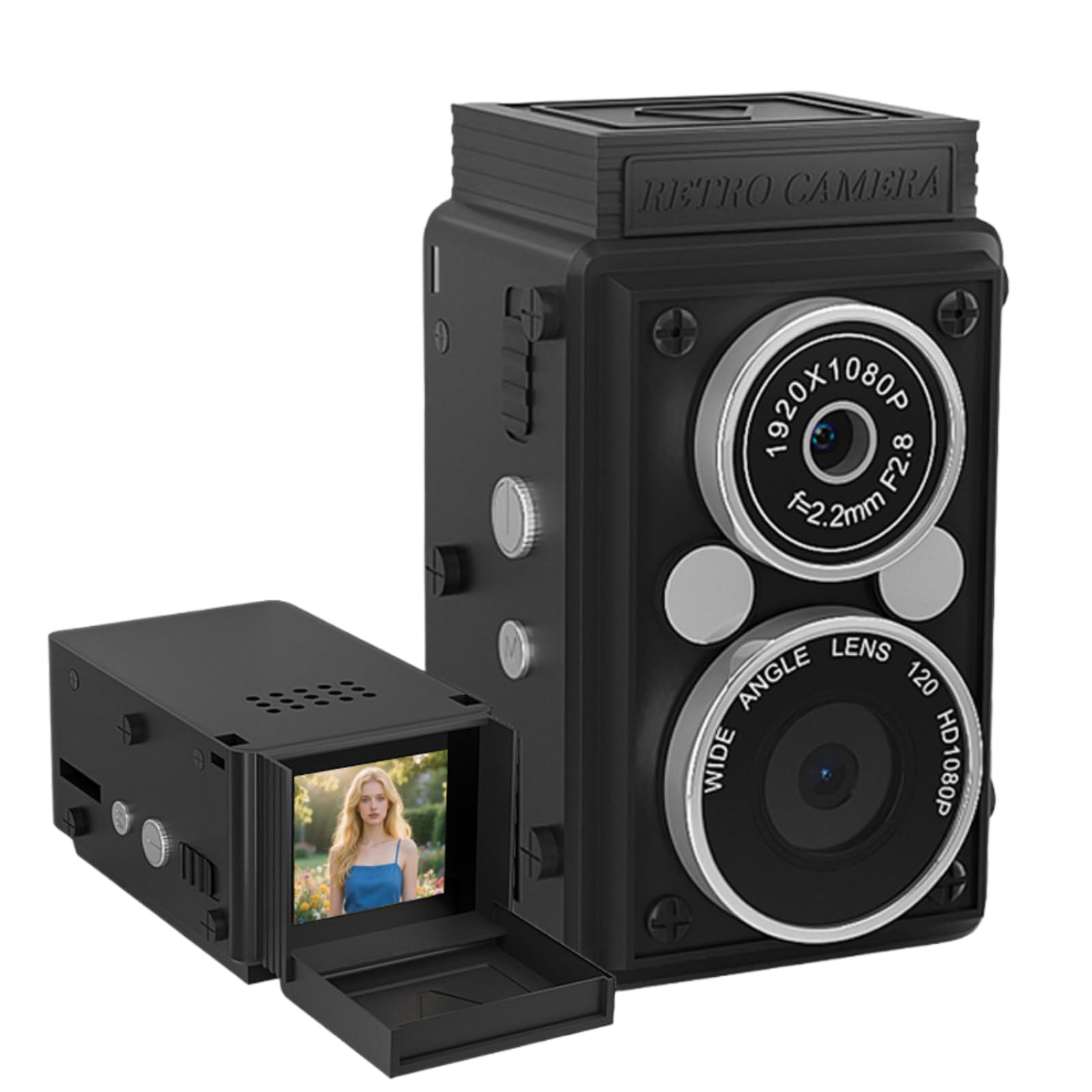 Tangxi Mini Vintage Digital Camera, Portable TLR Point and Shoot Retro Camera, 12MP Photos & 1080P FHD Video, Autofocus & LED Flash, for Beginners Teens Adults-picture-13