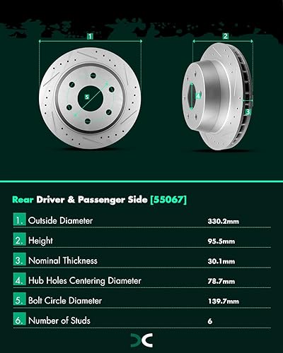 Miniatura 153 de SCITOO Kit de freno delantero Rotores de freno delantero y pastillas de freno de cerámica para 08-16 para Chrysler Town & Country, 08-16 para Dodge