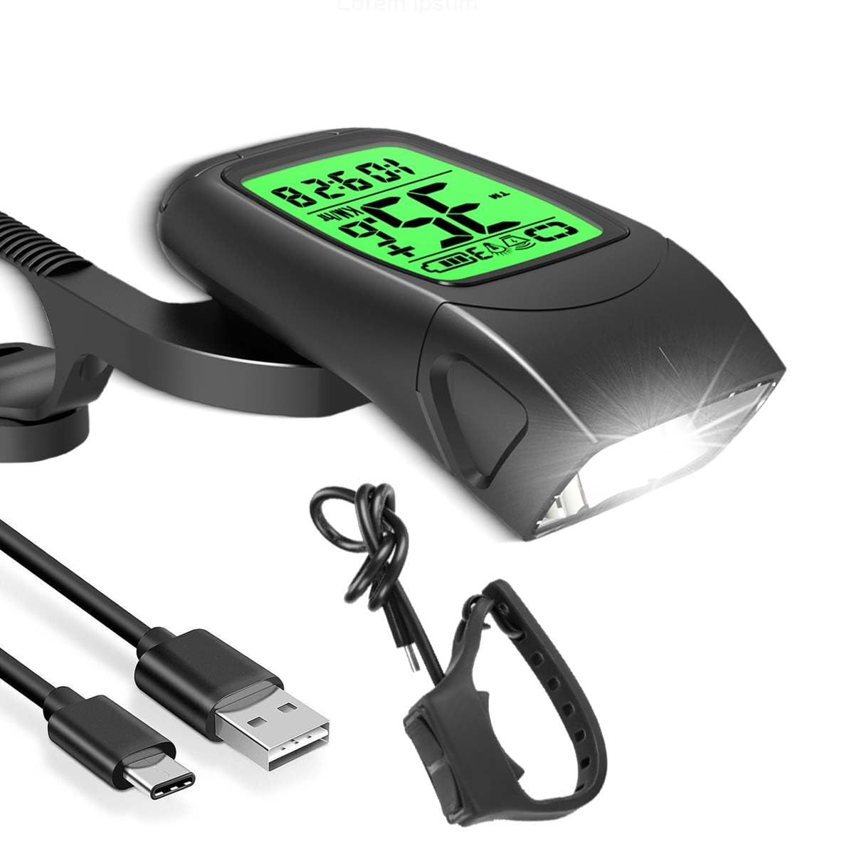 Wireless Tachimetro Bici Luci LED Campanello Impermeabile IPX5 Computer Bicicletta Ricaricabile 3 in 1