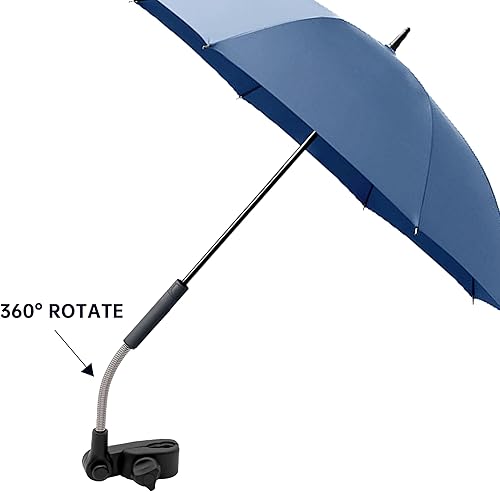 Miniatura 4 de Silfrae Paraguas universal para cochecito de bebé, paraguas de bicicleta 210T, poliéster resistente al agua 360, sombra ajustable