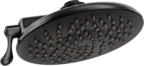 Moen S6320BL - Ducha Acc - Cabezal de ducha de lluvia prémium de dos funciones de 8 pulgadas de diámetro, negro mate