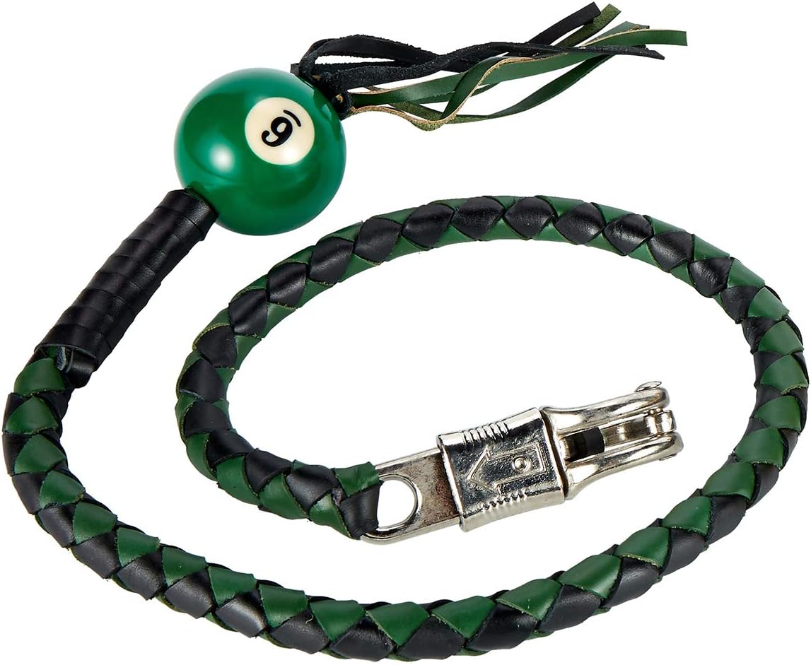 42 Long 1/2รขโฌล Diameter Green and Black Motorcycle Get Back Whip with NO. 6 Pool Ball