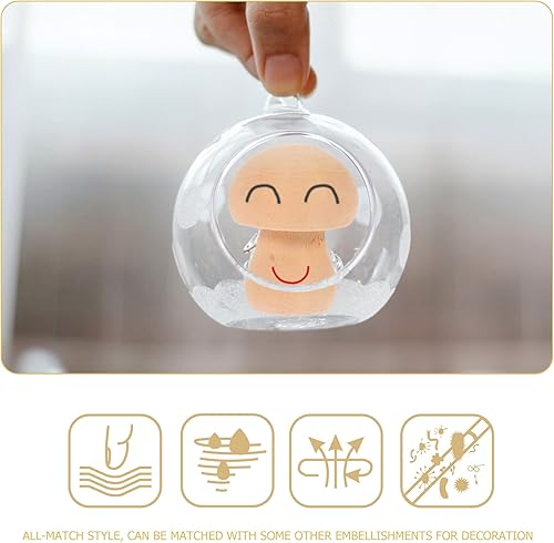 Miniatura 5 de EXCEART Juego de 30 piezas de hongos de madera naturales sin terminar con formas de hongos, figuras de hongos, mini muñecas de madera para artes y