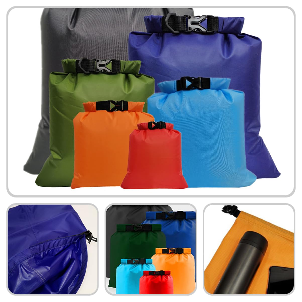 BESPORTBLE 12pezzi Sacchetti Impermeabili Per Attività Outdoor Borse Leggere Rafting Kayak e Organizzazione e Protezione