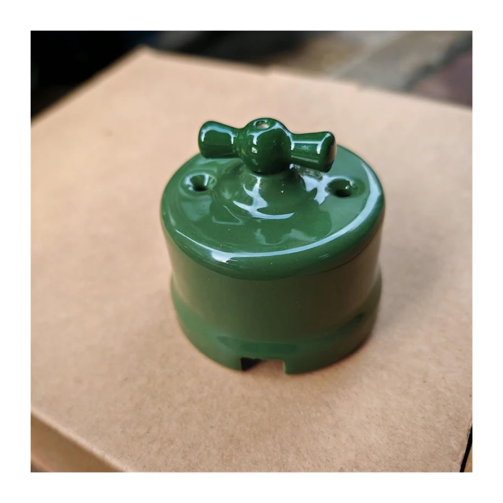 Interruptor de perilla for instalación en superficie de pared, interruptor giratorio de cerámica verde(Green Rotary Switch-)