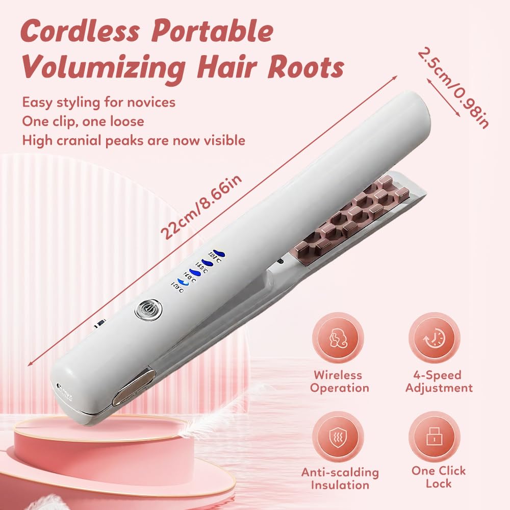 Pince à cheveux sans fil fer à sertir volumisant mini ondulateur portable en céramique 4 températures réglables rechargeable