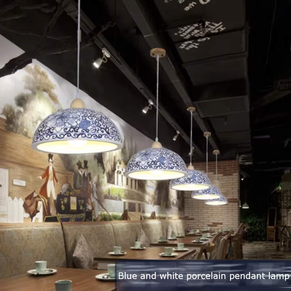 10,2/12,6-Calowa Chińska Klasyczna Ceramiczna Wisząca Z Kopułą, Chińskie Niebieskie I Białe Porcelanowe Lampy Wiszące, Duża Wisząca Do Domu, Sypialni, Jadalni, Sufitu/32 Cm