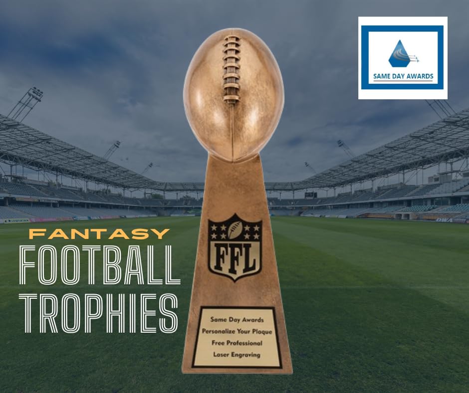 Same Day Awards Gold Vince Replica Fantasy Football Trophy (2 Sizes) - Engraving Included (15 Inches) (10.75 Inches)