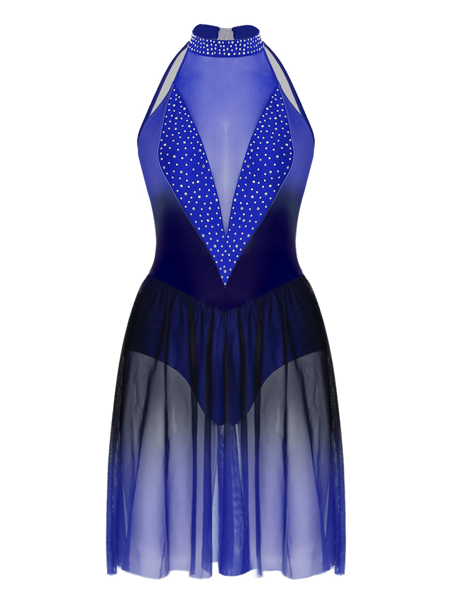 Justaucorps Gymnastique Strass Femme Patinage Artistique Robe Danse Ballet Bleu S