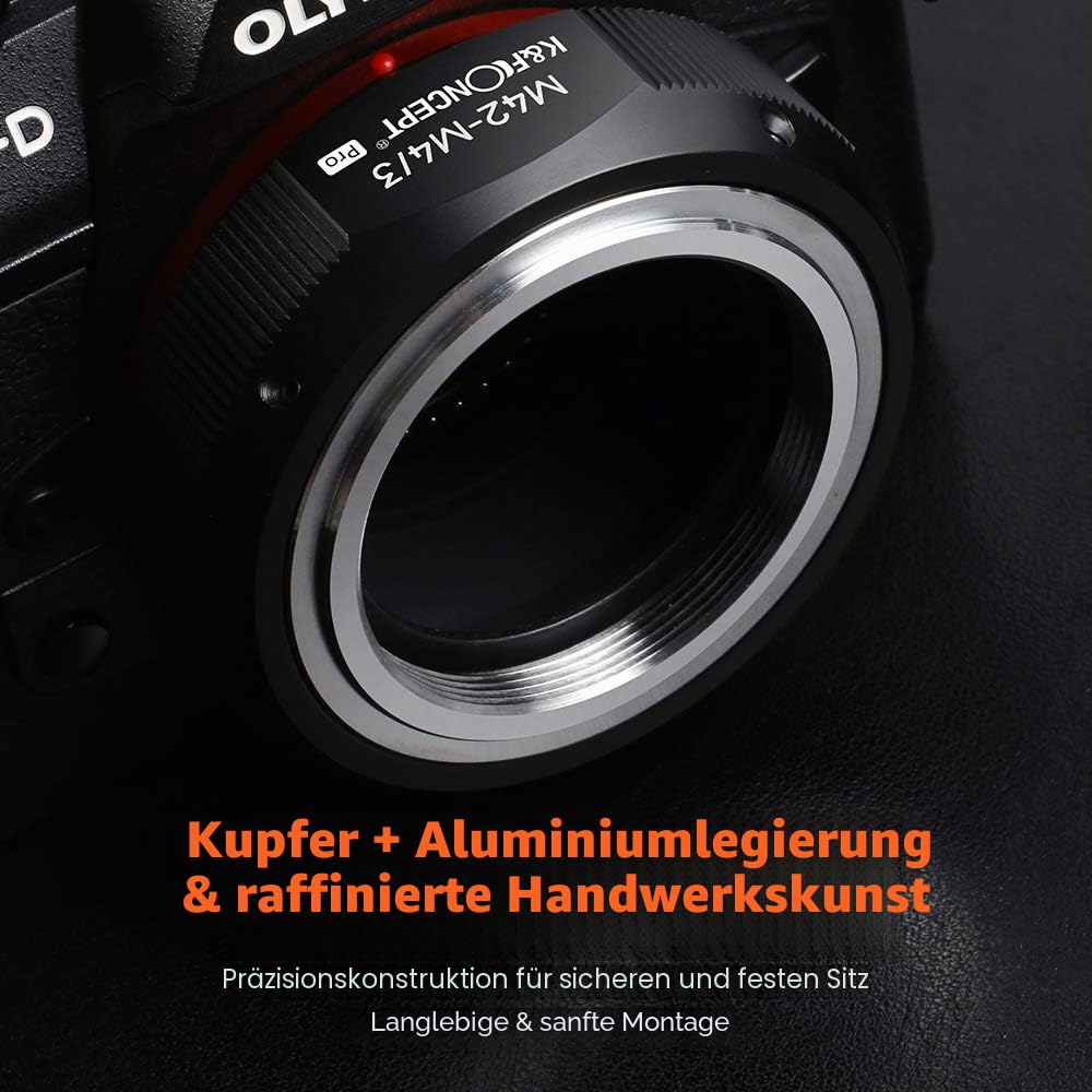 K&F CONCEPT M10125 M42-M4/3 Hochpräziser Adapterring Objektivadapter für M42 Schraubobjektiv an Micro 4/3 (MFT, M4 / 3) Montagekamera, passend für Olympus PE, Panasonic Lumix
