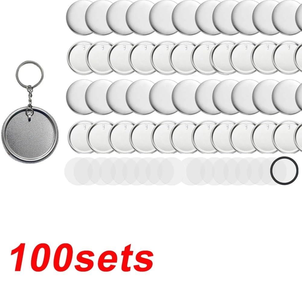 Forniture for Bottoni in Metallo da 58 mm, 100 Set di Parti Portachiavi in ​​Materiale Vuoto, Base in Metallo