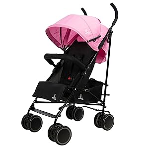 Asalvo TOKYO Silla de Paseo Ultraligera para bebé, Carrito de paseo con Respaldo Reclinable, Cochecito urbano, Arnés 5 Puntos, SPF50+, Capota con Ventana, Manejable, Máxima Seguridad, Hasta 16kg, Rosa