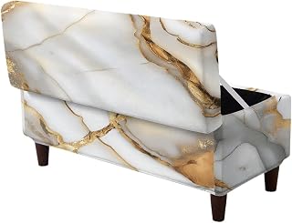 Stretch Ottoman Cover Storage Ottoman Bench Covers Removable Footrest Stool Slipcover Washable Stain-Resistant Furniture Protector for Bedroom Home Decor, S, Wh