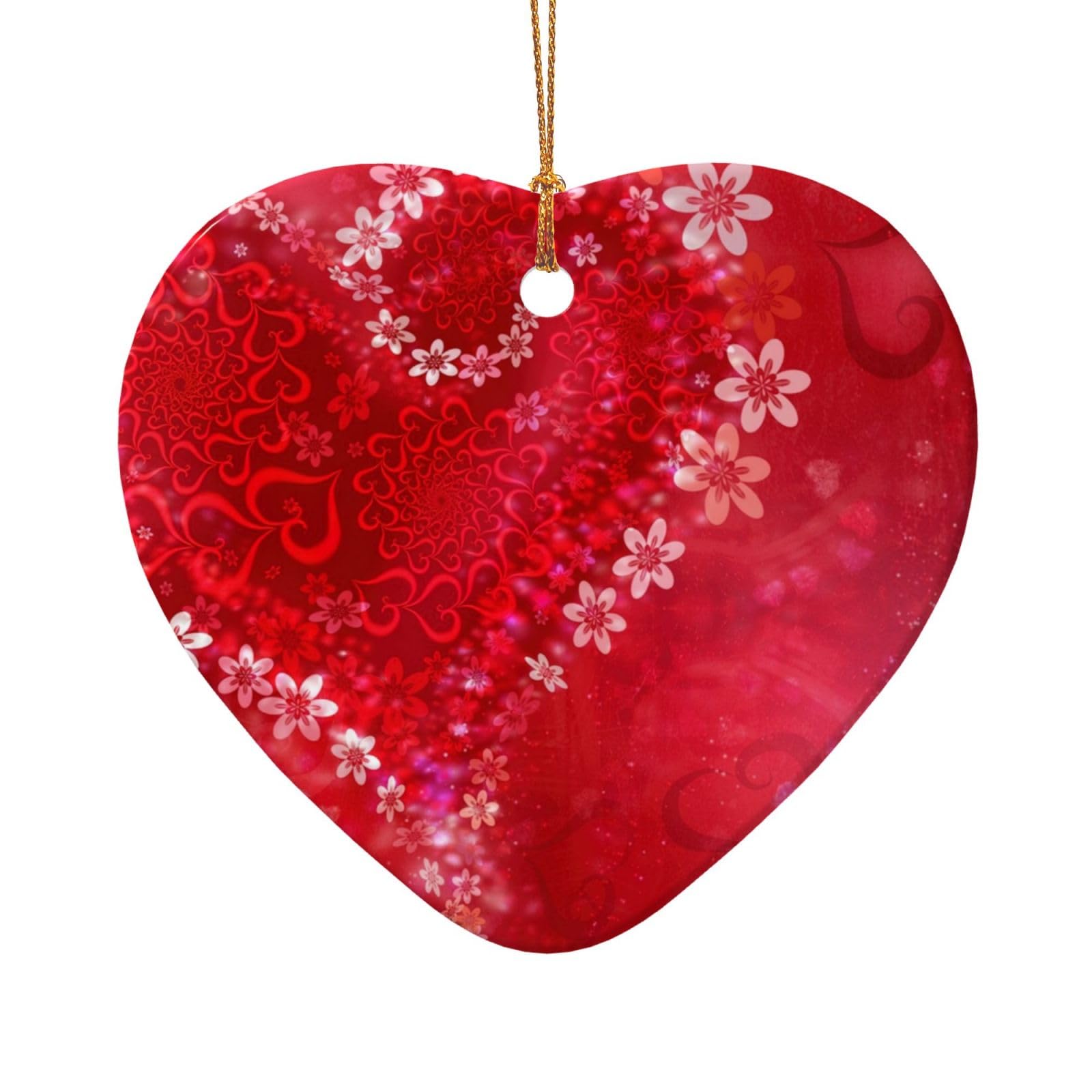 Rich&Rabbit Adornos de Navidad con diseño de corazón rojo para el día de San Valentín, diseño de estrellas, forma de corazón, adorno colgante para árbol de Navidad