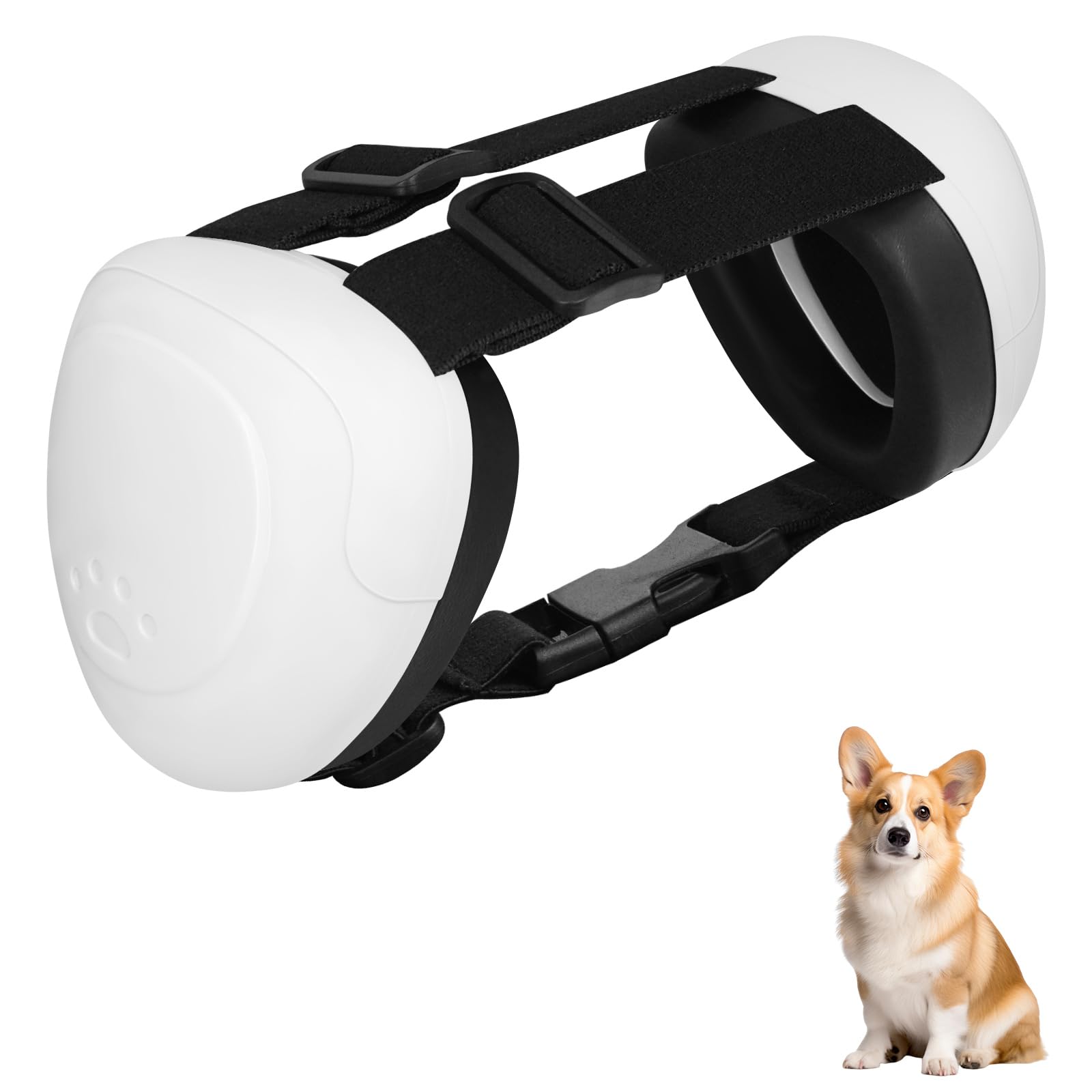 BERGWERK Dog Ear Muffs, 29dB NRR Noise Cancelling, Hearing Protection with Snap Lock (White, X-Large), XL