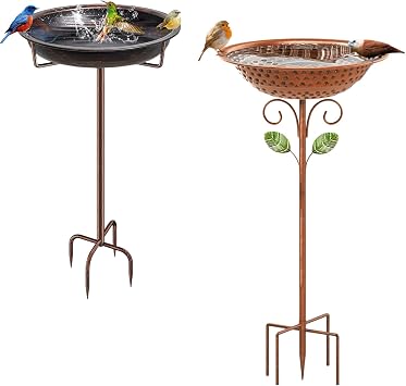 Metal Bird Bath for Outside Garden Birdbath Bowl, Black Metal Corner Plant Stands & Birdbath for Garden Balcony Patio Decor