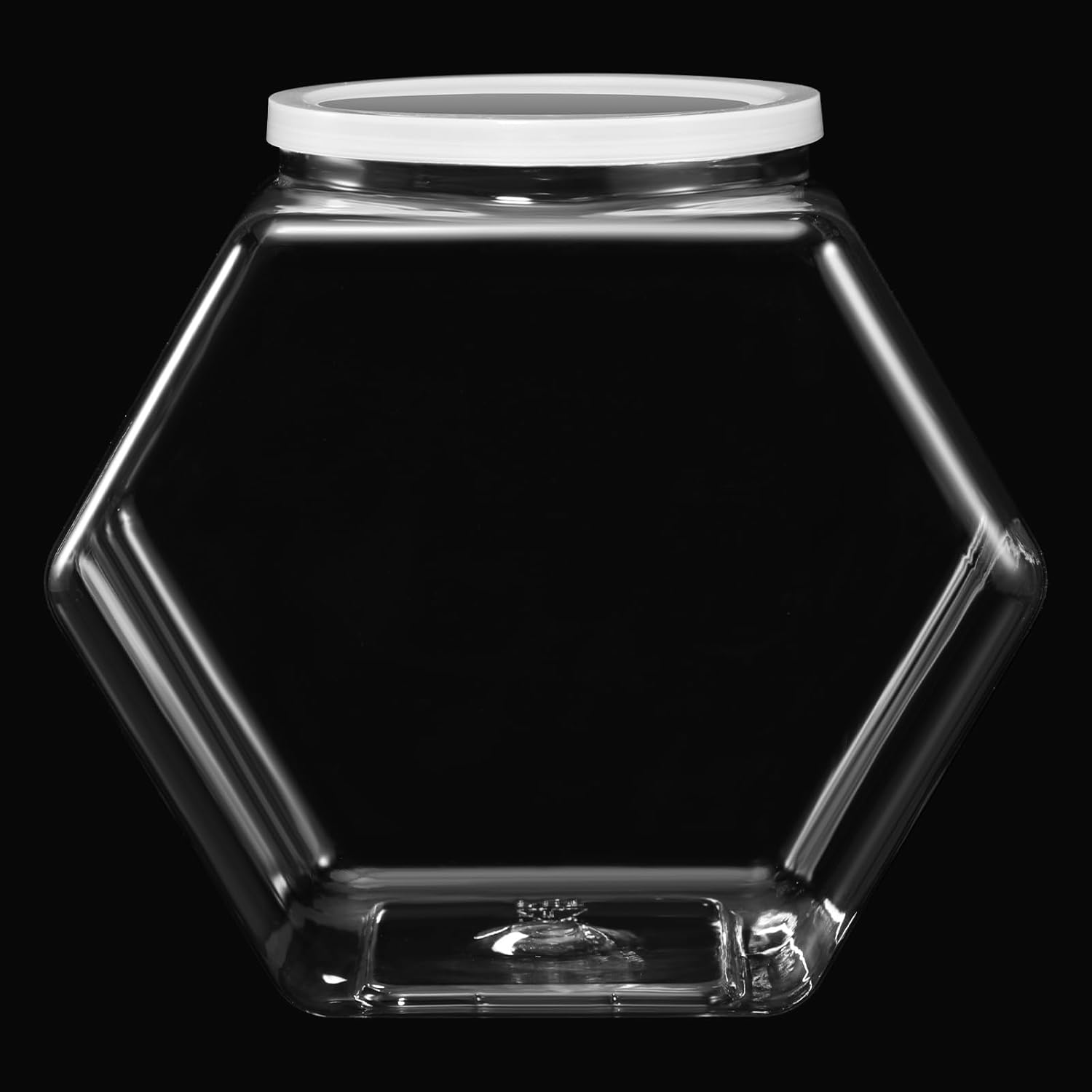 Uiifan 1 Piece Hexagonal Plastic Candy Jar with Lid Cookie