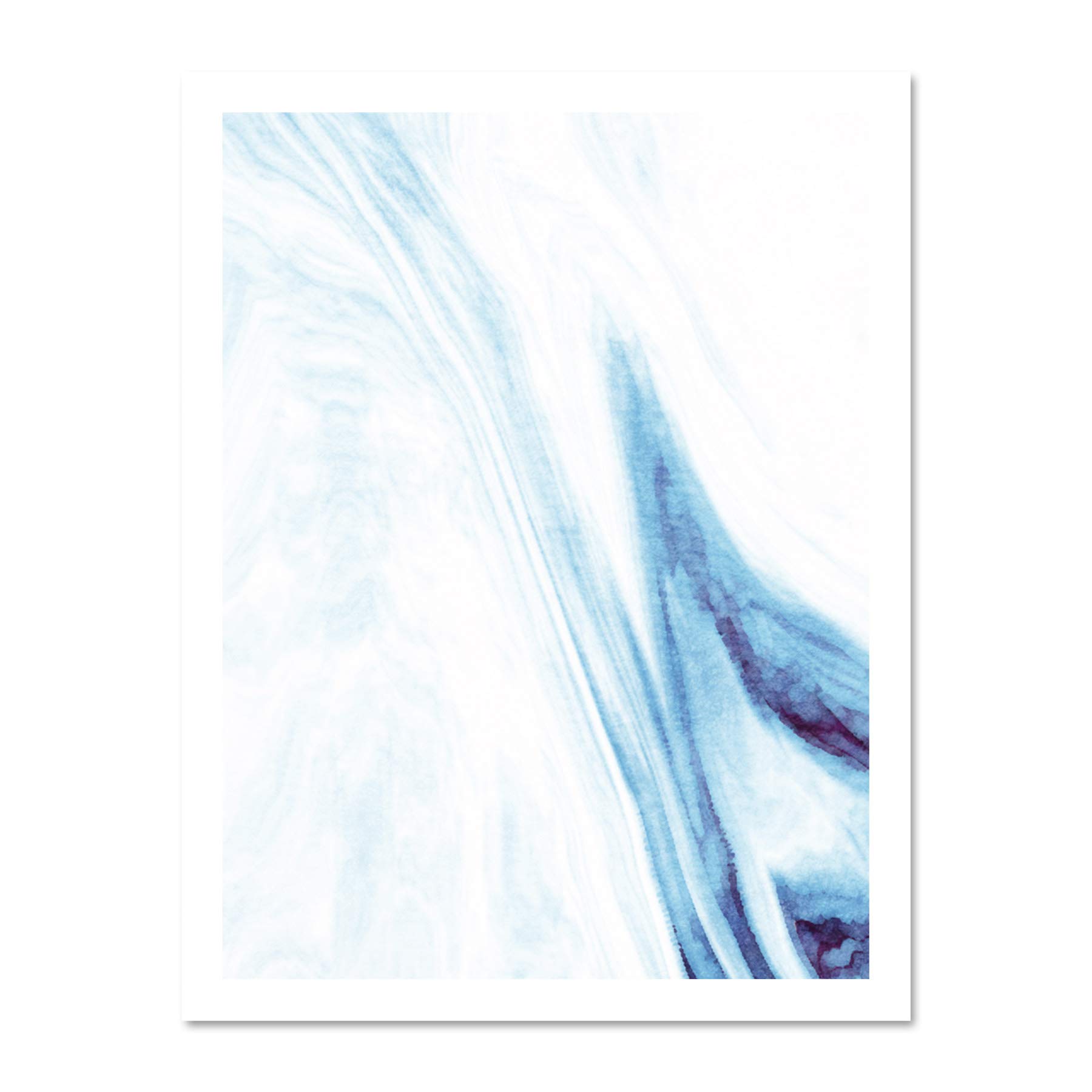 Wee Blue Coo Abstract Blue Watercolour Waves Large Framed Art Print Wall Poster 18x24 inch