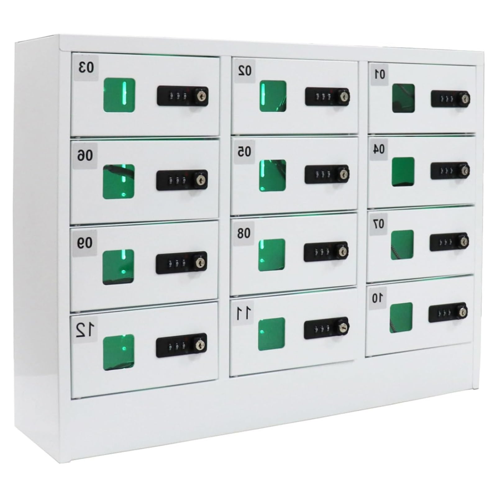 Cell Phone Locker 12 Slots Cell Phone Locker Steel Locker with Charger Charging Station Cabinet and Key Lock