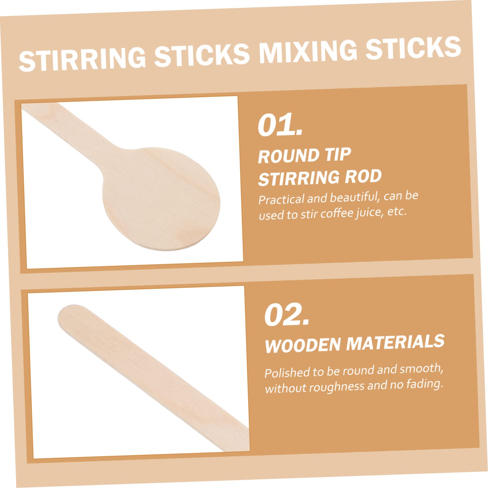 GRIRIW Beverage Rods 50pcs Wooden Stirring Sticks and Safe for Coffee Tea Cocktails
