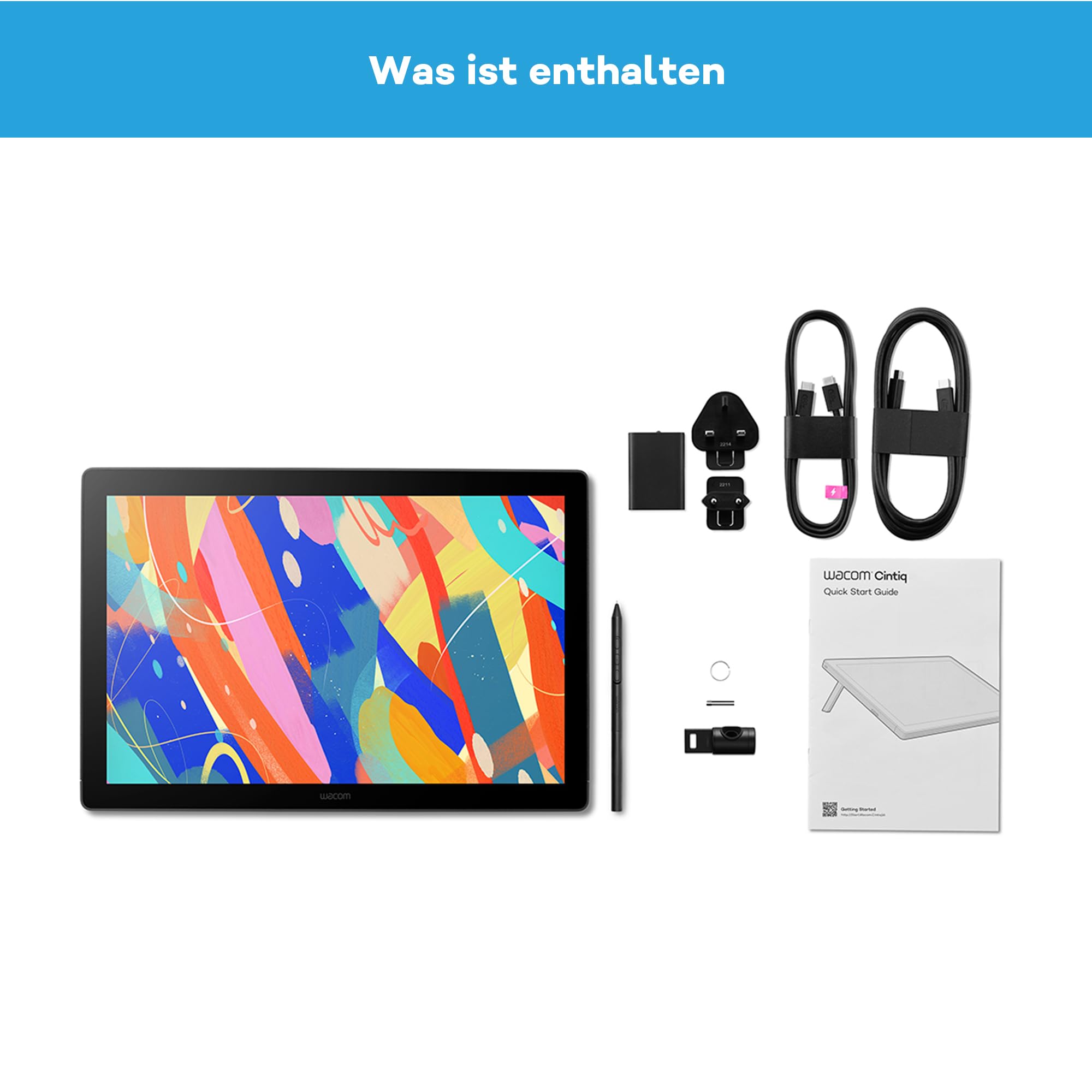 Wacom Cintiq 16 (2025 Edition) – Kompaktes 2.5K Kreativ-Stiftdisplay mit Wacom Pro Pen 3, entspiegeltem Glas, klappbarem Ständer und USB-C
